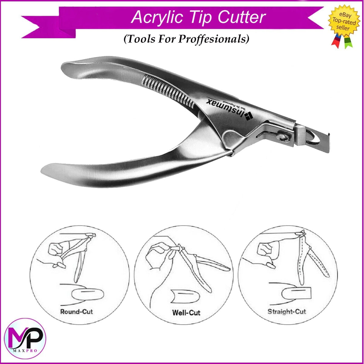 Acrylic & False Nail Tip Clipper Cutter - Professional Silver Stainless Steel Nail Trimmer