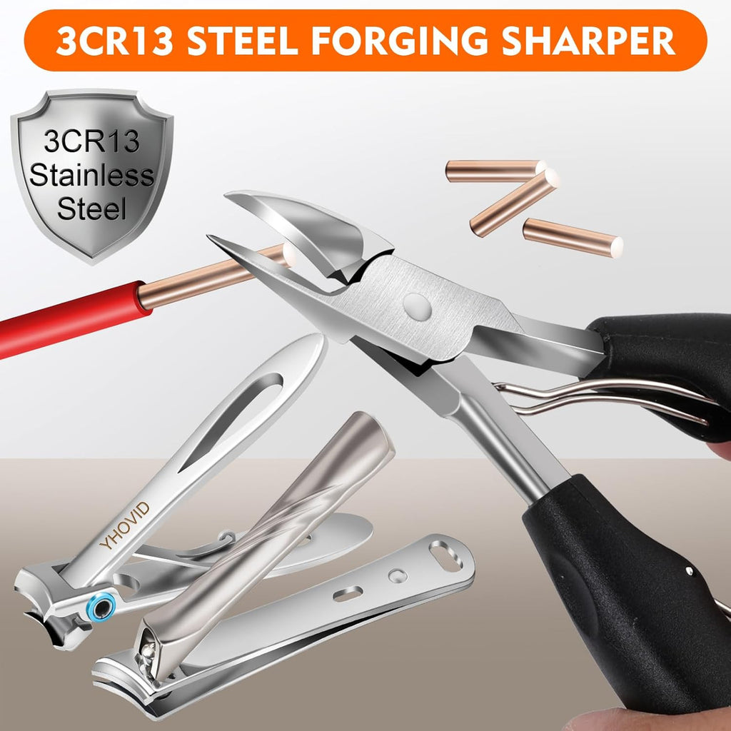 Heavy Duty Toenail Clippers Set for Thick Nails - Senior Foot Care Tool