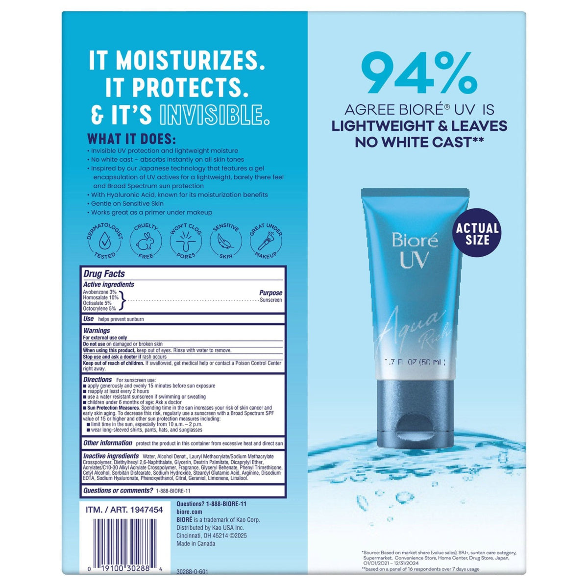 3 Pack SPF 50 Hydrating Facial Moisturizer with Hyaluronic Acid, Broad Spectrum Sun Protection - Weightless, Oil-Free, Suitable for Sensitive Skin