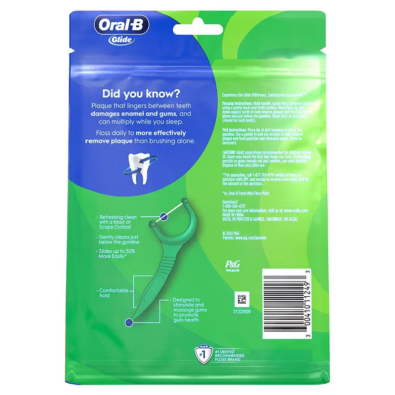Dental Floss Picks Mint 300 Count - Fresh Breath Oral Care for Teeth & Gums