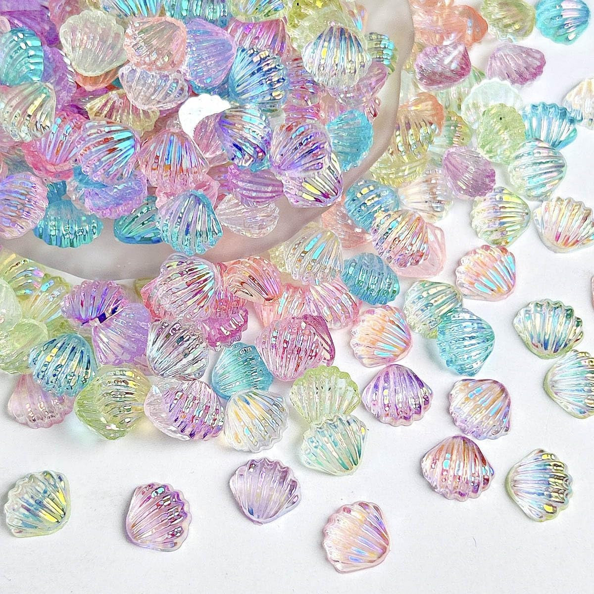250Pcs Seashell Nail Charms - 3D Resin Ocean Beach Nail Art Accessories