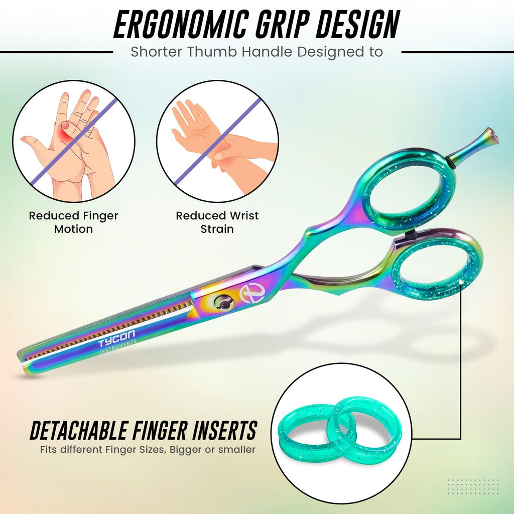 Hair Thinning Shears 6.5 Inch with Sharp 2.7 Inch Blade Rainbow Color for Hair Cutting