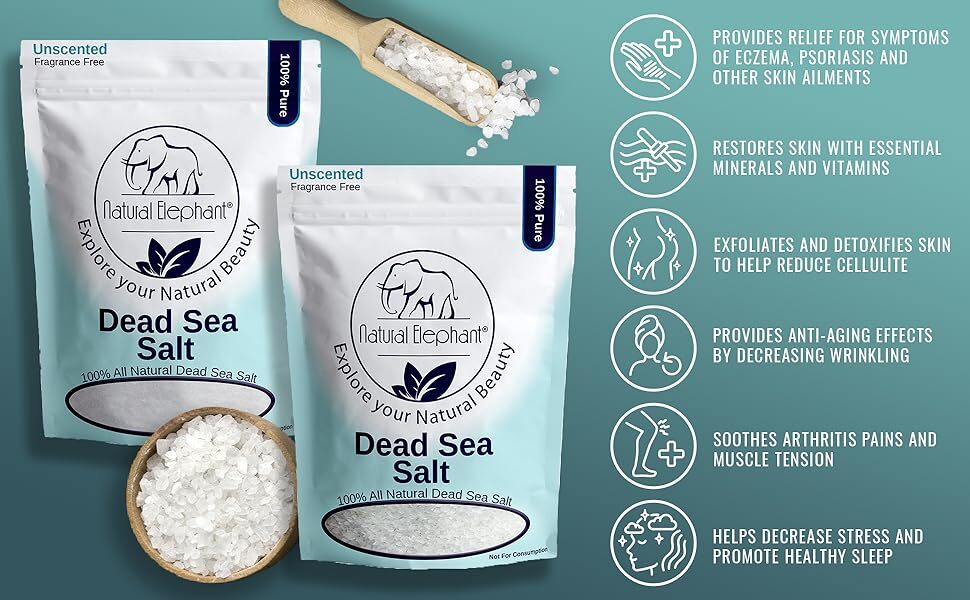 Natural Elephant Dead Sea Salt - Pure Mineral Bath & Skin Soak - 1 lb to 10 lb Options