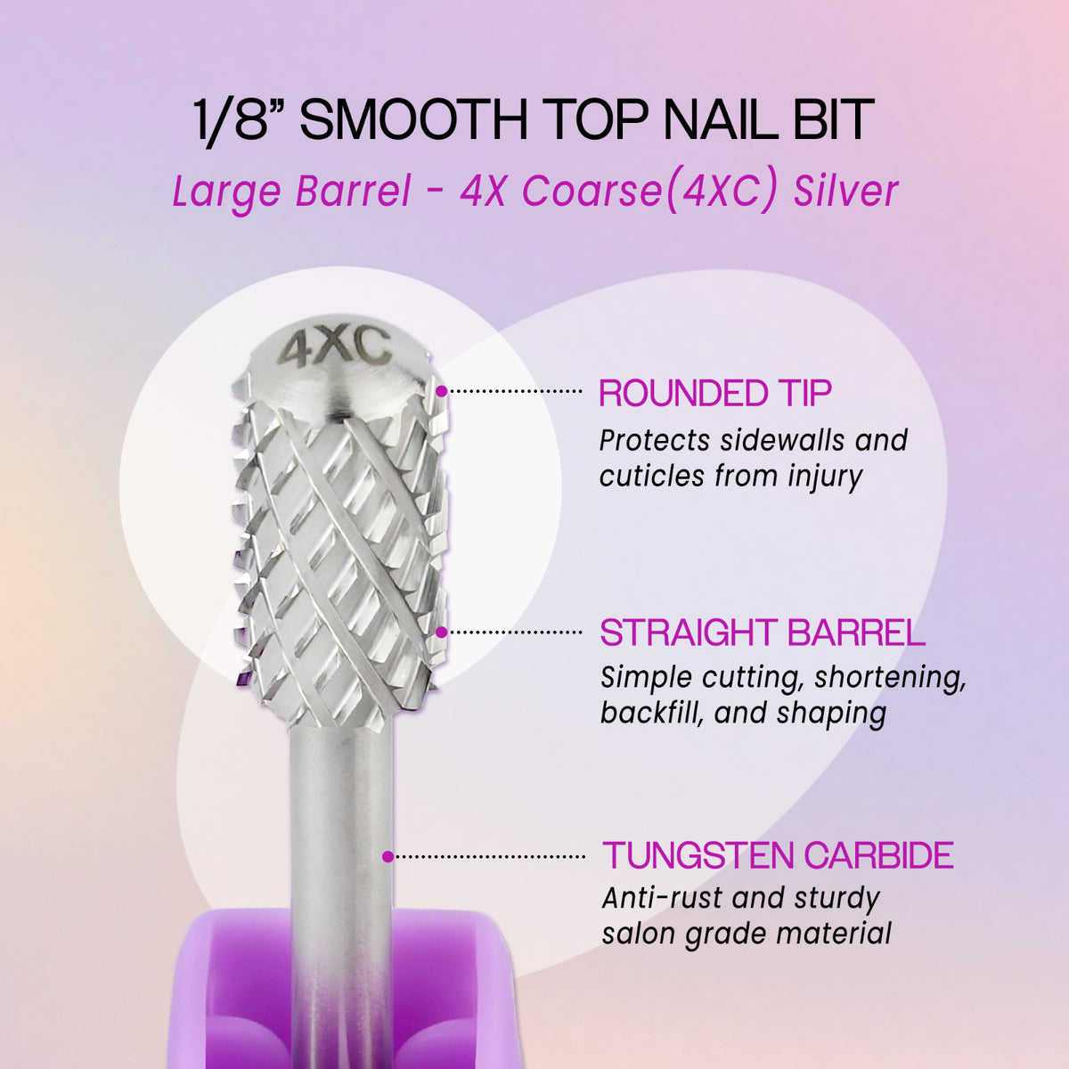 Nail Drill Bit 1/8" Shank Large Barrel Carbide Tool Coarse Grit for Nail Shaping and Removal