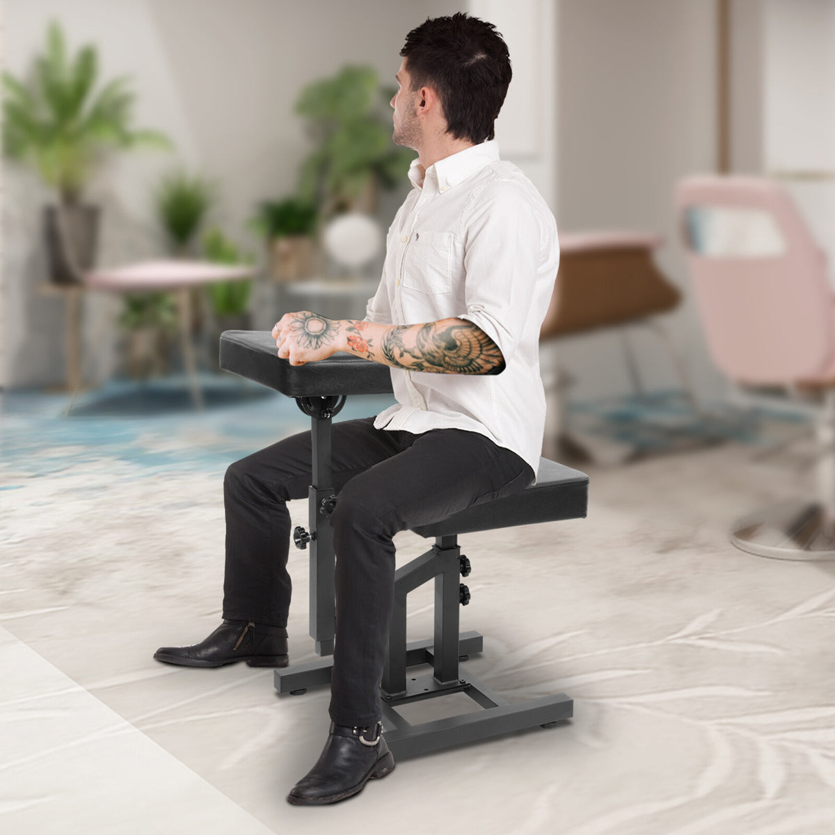 Adjustable Salon Chair for Hair Stylist with 180° Recline and Height Control
