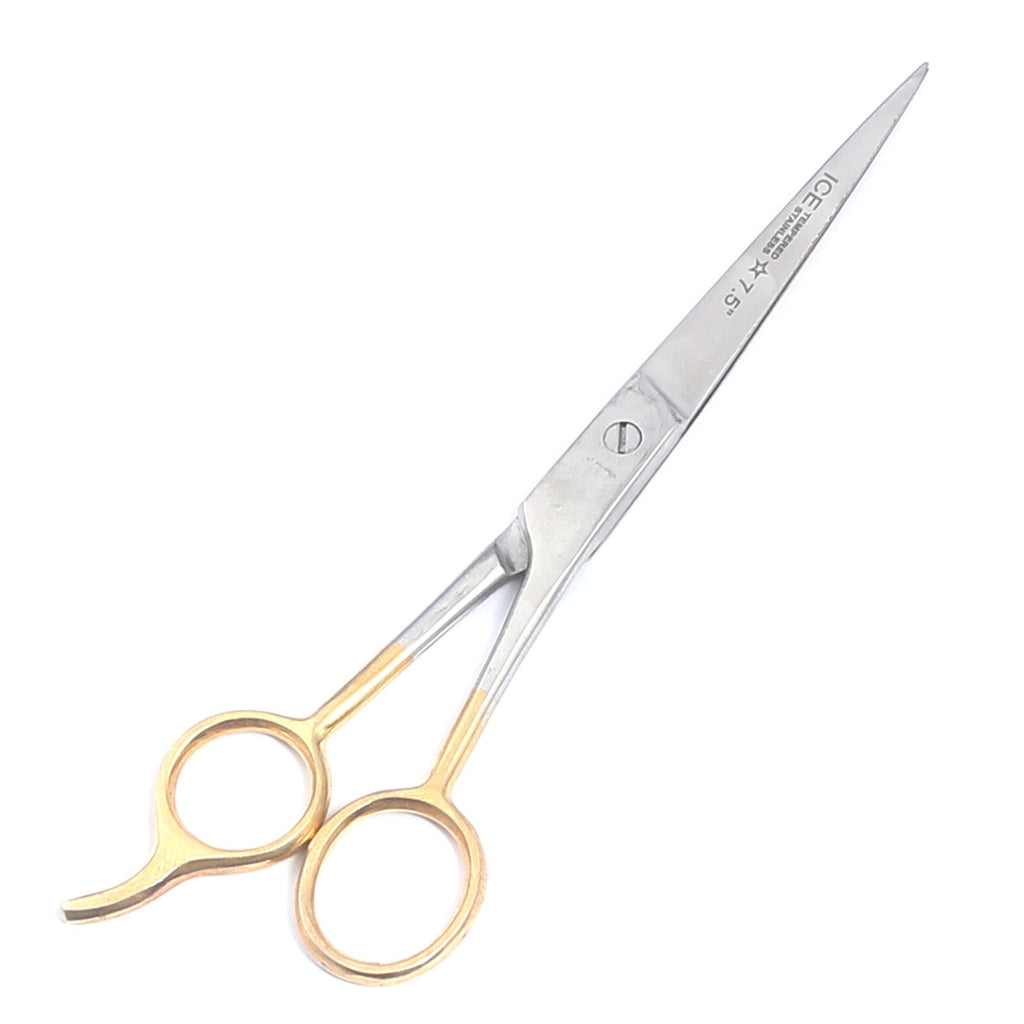 7.5 Inch Barber Hair Cutting Scissors Shears Ice Tempered Gold Handle Salon