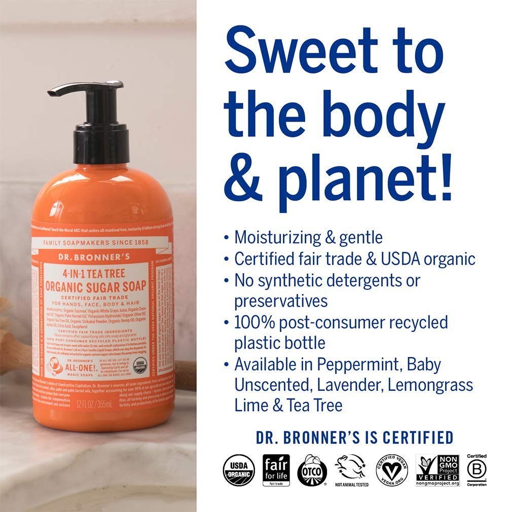 Organic Sugar Soap Variety Pack - Nourishing Hand & Body Wash (4 Pack)