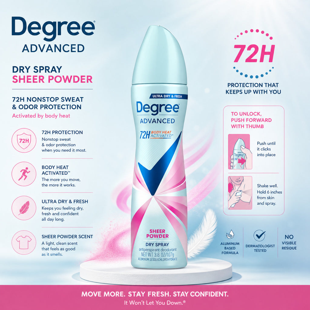 3-Pack Degree Advanced Sheer Powder Dry Spray Deodorant 72H Protection