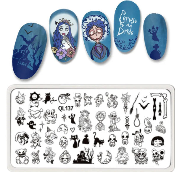 Nail Stamping Plate QL137 - Corpse Bride Theme for Nail Art