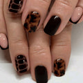 48Pcs Short Square Press-On Nails with Tortoise Crocodile Print - Trendy Fake Nails
