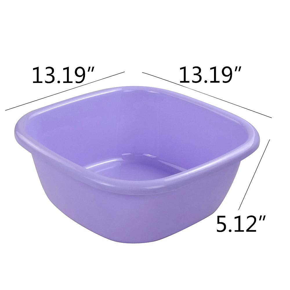 Plastic Square Dish Basin Set - 12 Quart, 4 Pack in Bright Colors