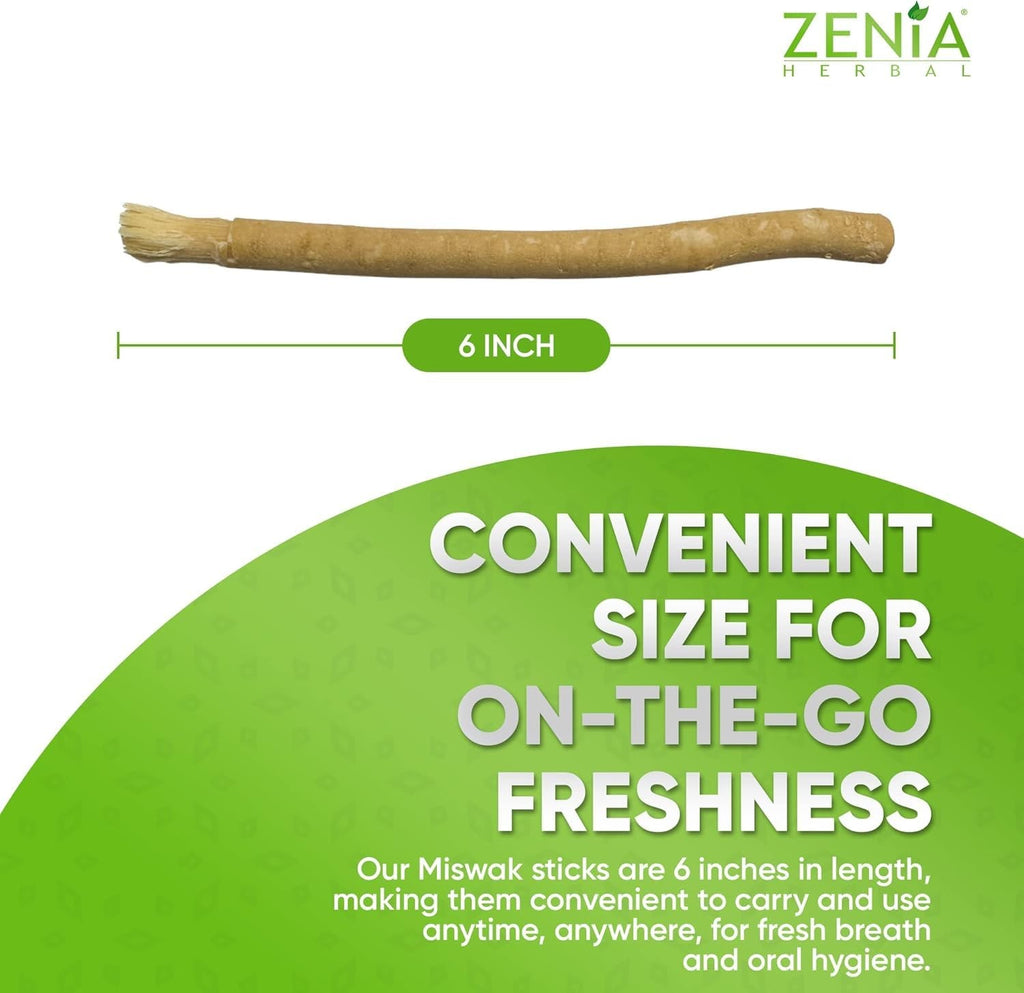 Natural Miswak Toothbrush Sticks Pack of 6 with Holders - Organic Oral Care