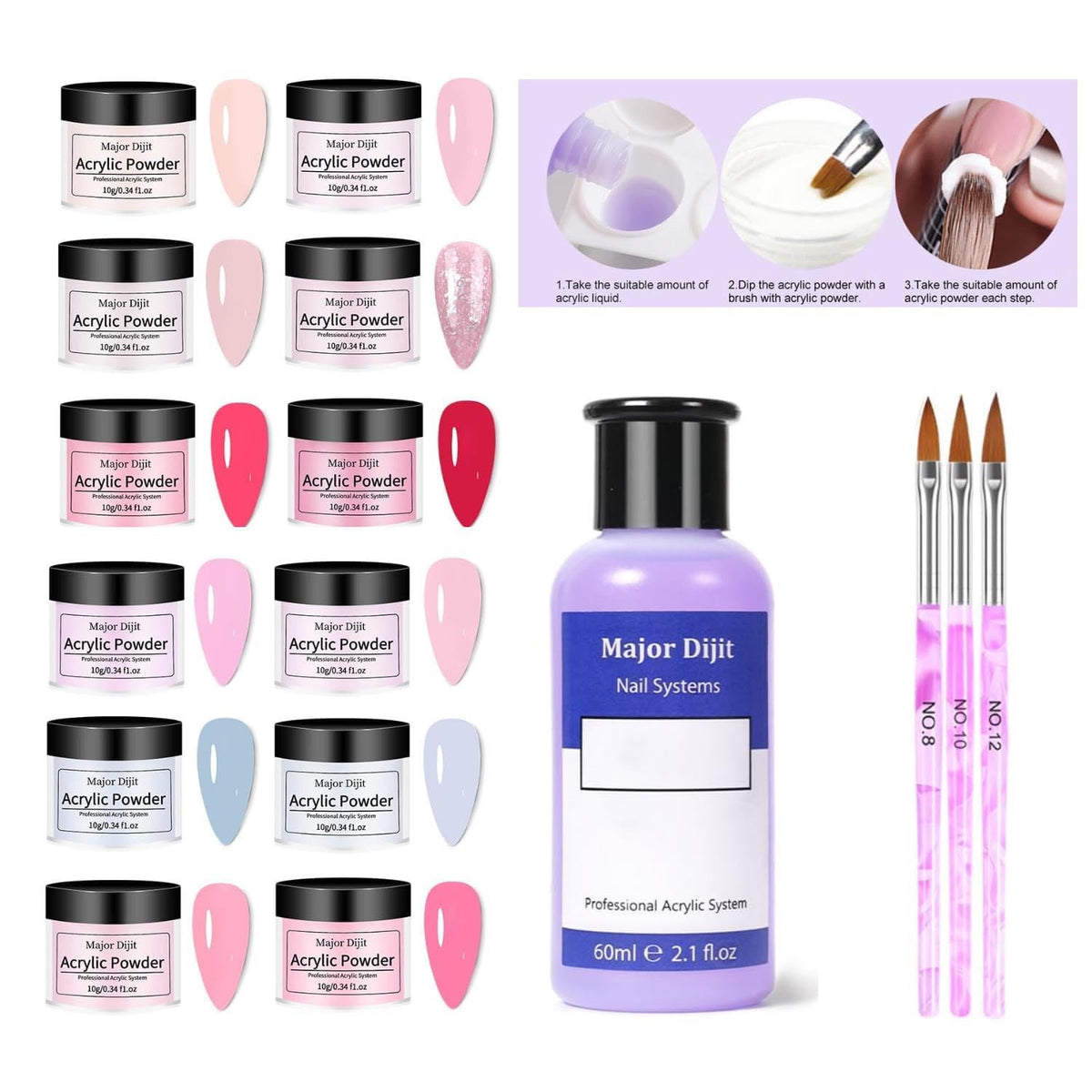 Acrylic Nail Kit for Beginners Professional Manicure Set with 12 Colors & Accessories