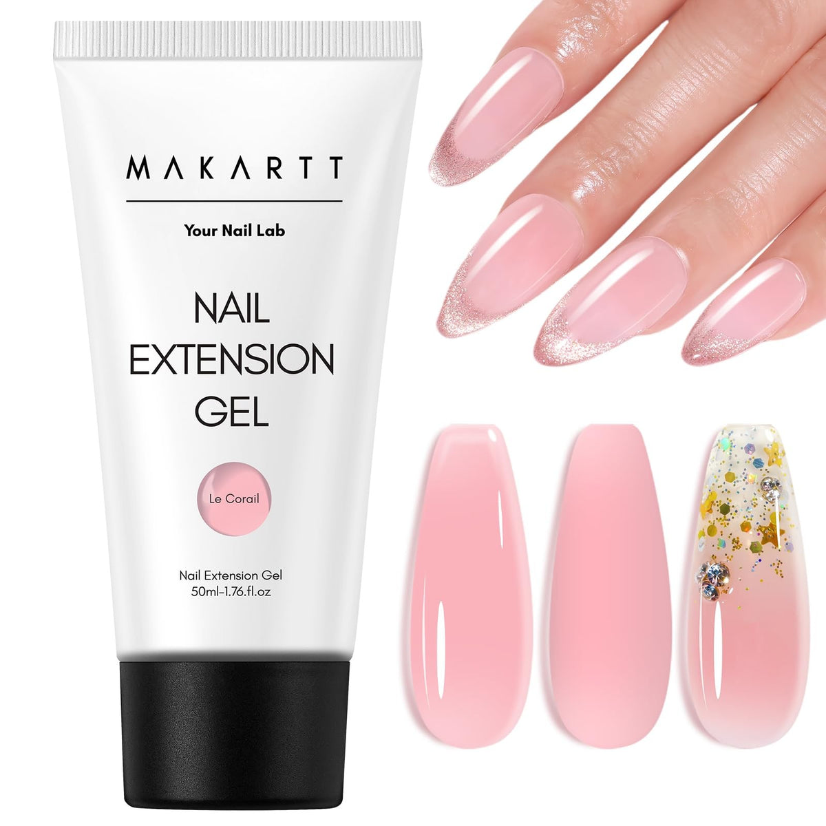 Poly Nail Gel 50ML Natural Pink - Thick Builder for Nail Extensions & Art