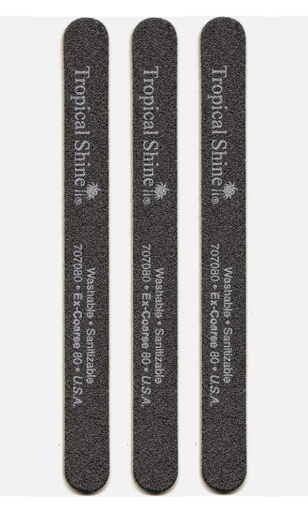Tropical Shine Nail File 80/80 Grit Coarse Nail Buffer 3 Pack - Washable & Reusable