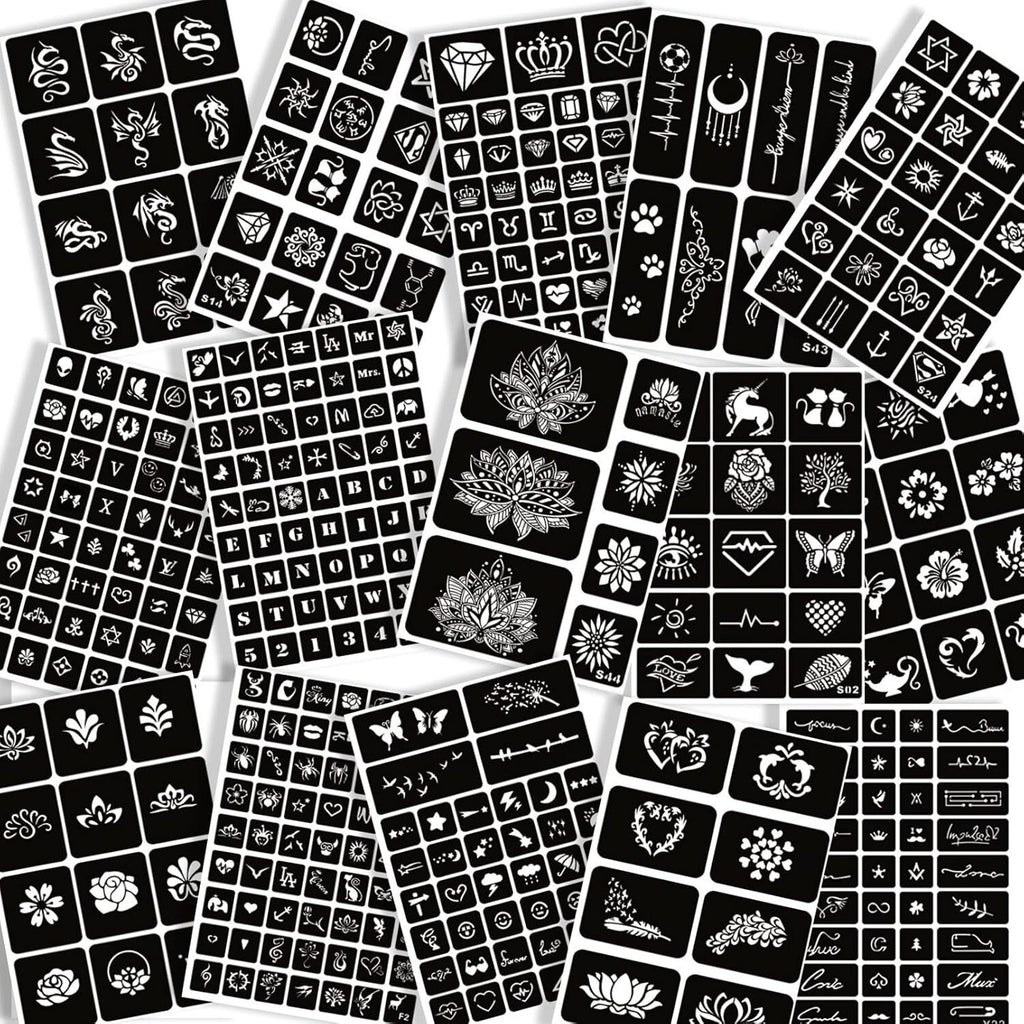 Reusable Tattoo Stencil Kit – 410+ Patterns & 280+ Patterns, PVC Template Set