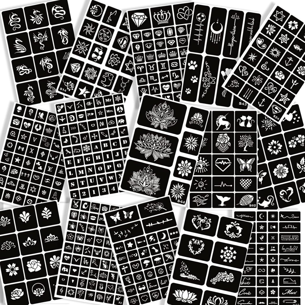 Reusable Tattoo Stencil Kit – 410+ Patterns & 280+ Patterns, PVC Template Set
