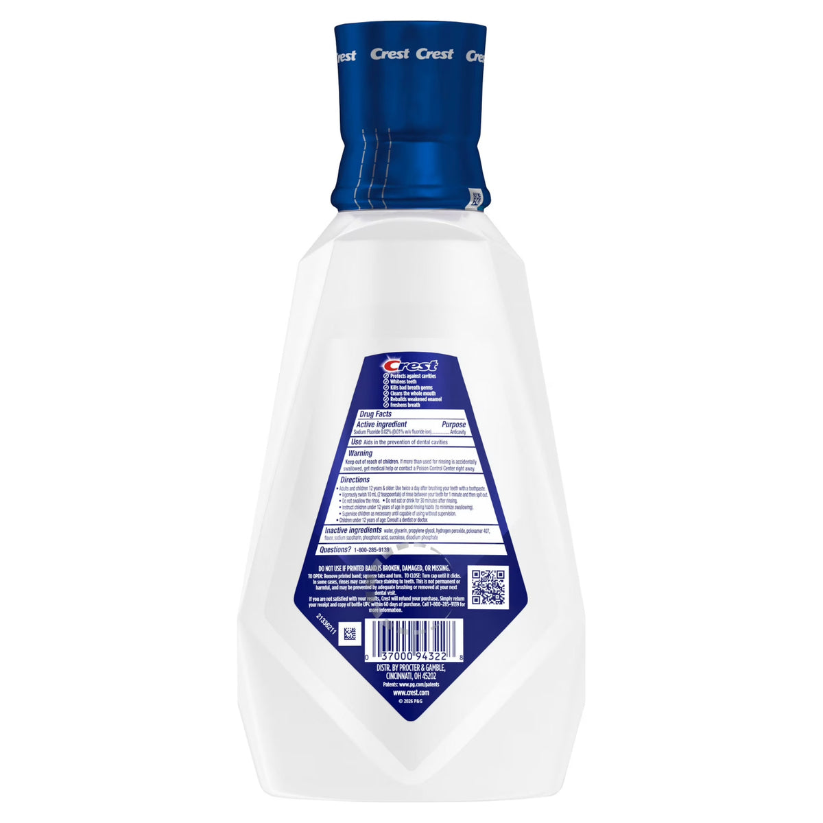 Crest Pro-Health Fluoride Whitening Alcohol-Free Mouthwash 32 fl oz