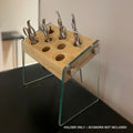 Hair Scissors Holder Organizer Bamboo Glass Block Salon Tool Storage