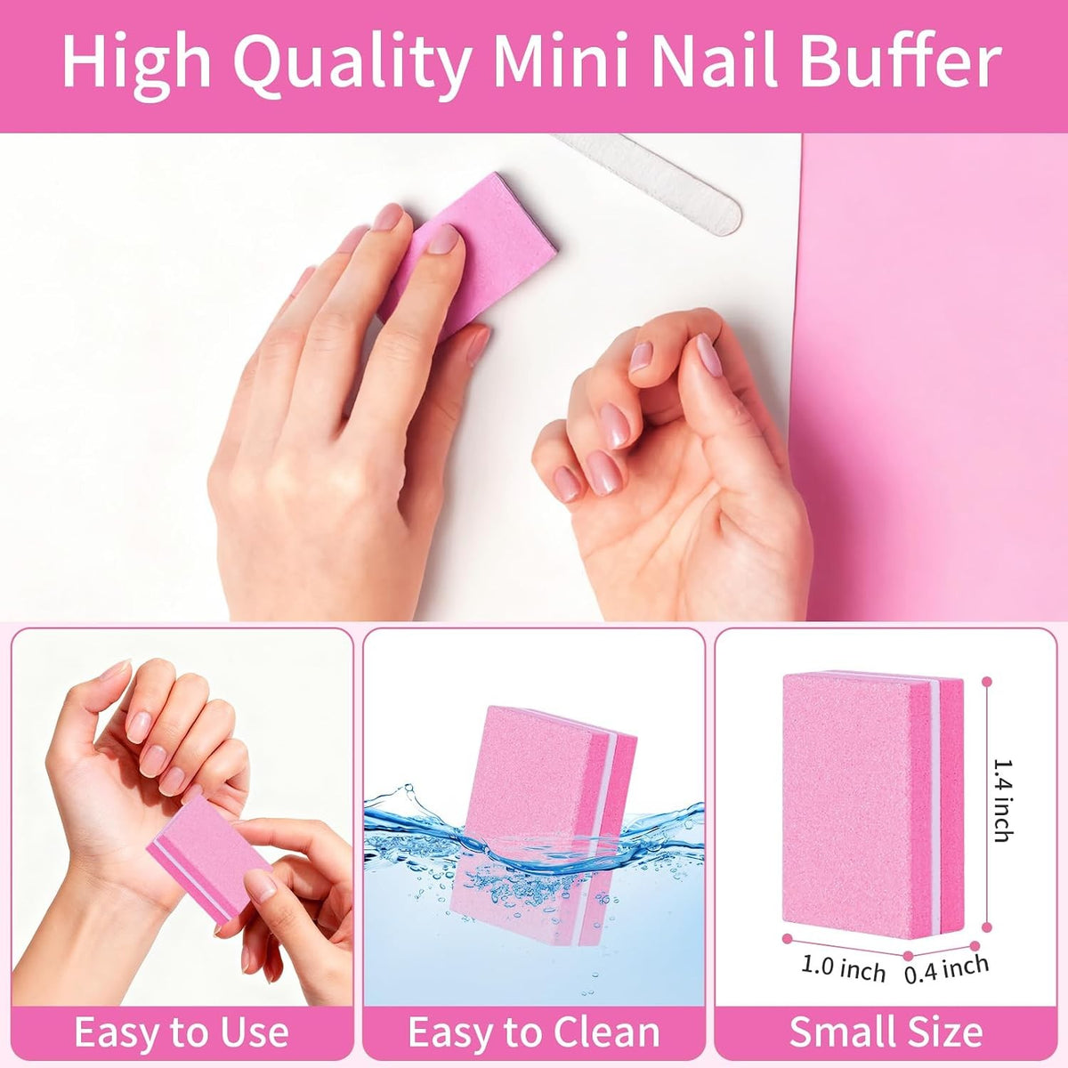 Mini Nail Buffers Set 50 Pcs 100/180 Grit for Natural, Acrylic & Gel Nails