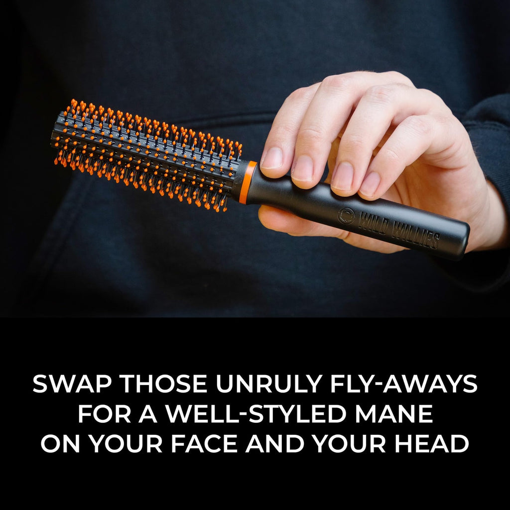 Wild Willies Round Beard Brush with Bristle - Grooming & Taming Tool for Men