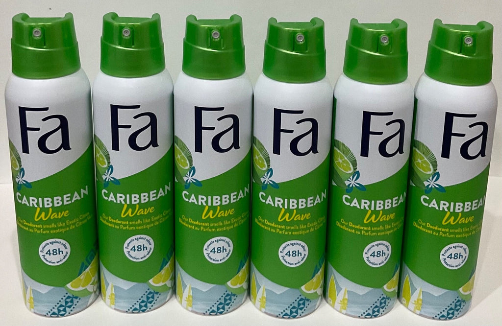 Deodorant Spray Caribbean Wave 48H Protection - 150ML, Pack of 6