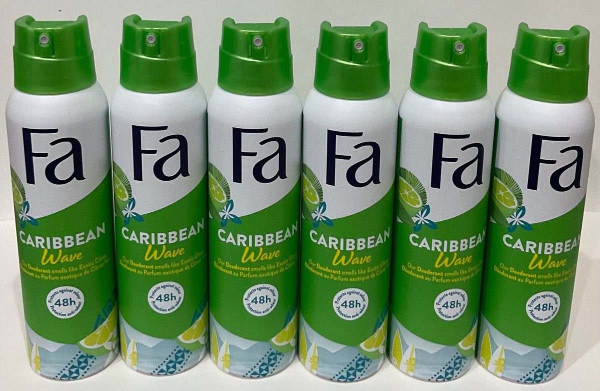 Deodorant Spray Caribbean Wave 48H Protection - 150ML, Pack of 6