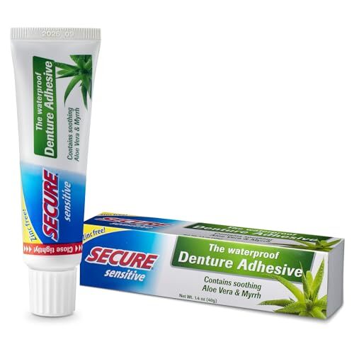 Waterproof Denture Adhesive with Aloe Vera - 1.4 oz Secure Sensitive