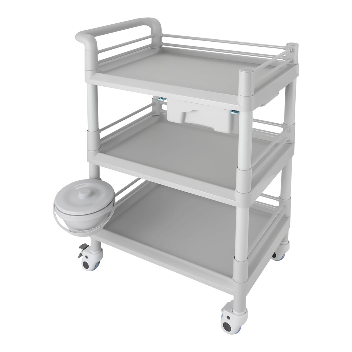 Grey 3-Tier Salon Cart with Wheels - ABS Rolling Tool Organizer