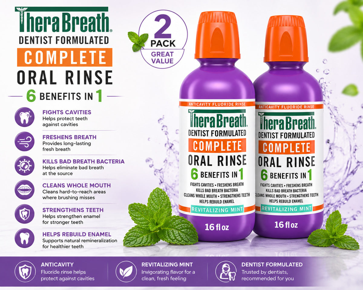 Alcohol-Free Mouthwash with Mint - Complete Oral Care 6-in-1 Benefits