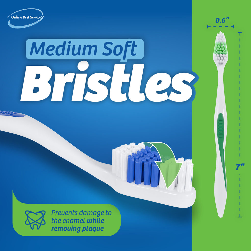 Bulk 100 Medium Soft Toothbrushes Set - Individually Wrapped, Standard Size, Disposable for Travel & Commercial Use
