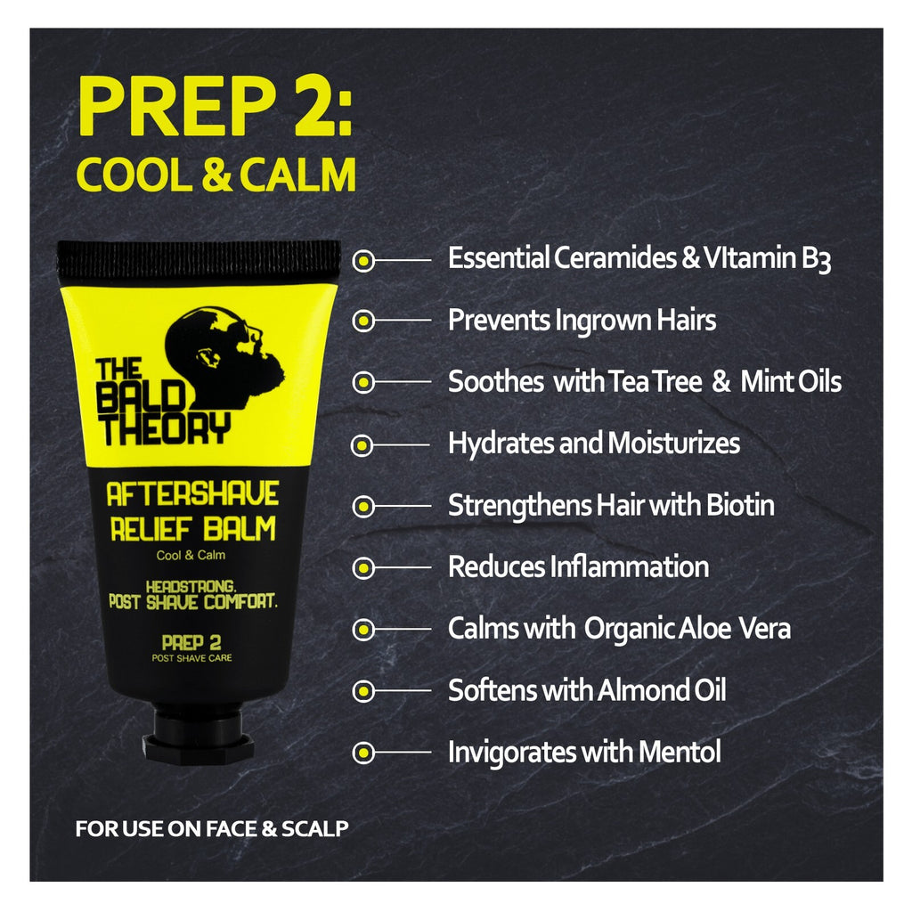 Shaving Gel Exfoliator & Aftershave Relief Balm for Bald Scalps - Hydrating & Soothing