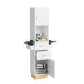 Salon Storage Station with Drawers and Hair Dryer Holders - White Gold