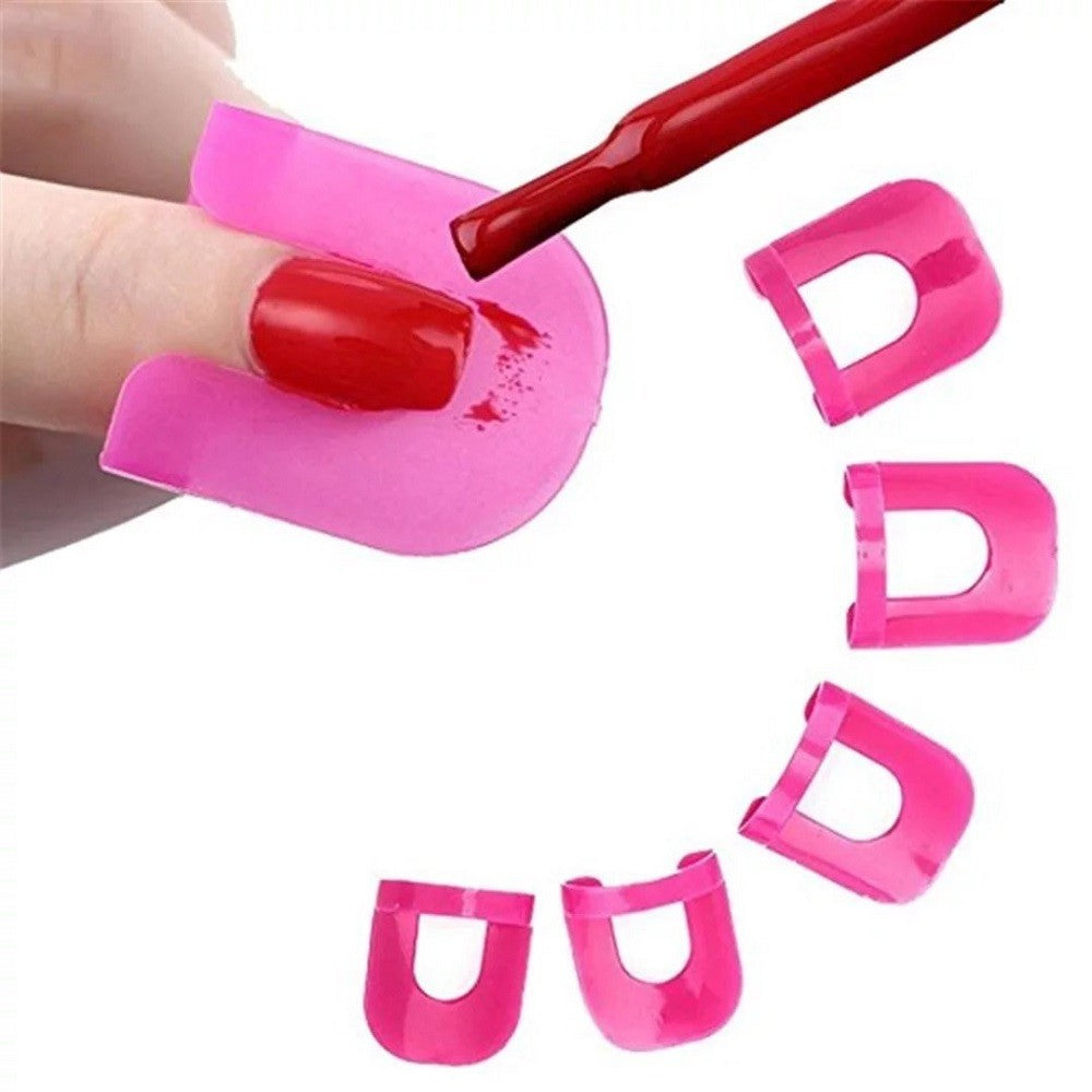 Reusable U-Shape Nail Polish Protectors & Stencils Set for DIY Manicures