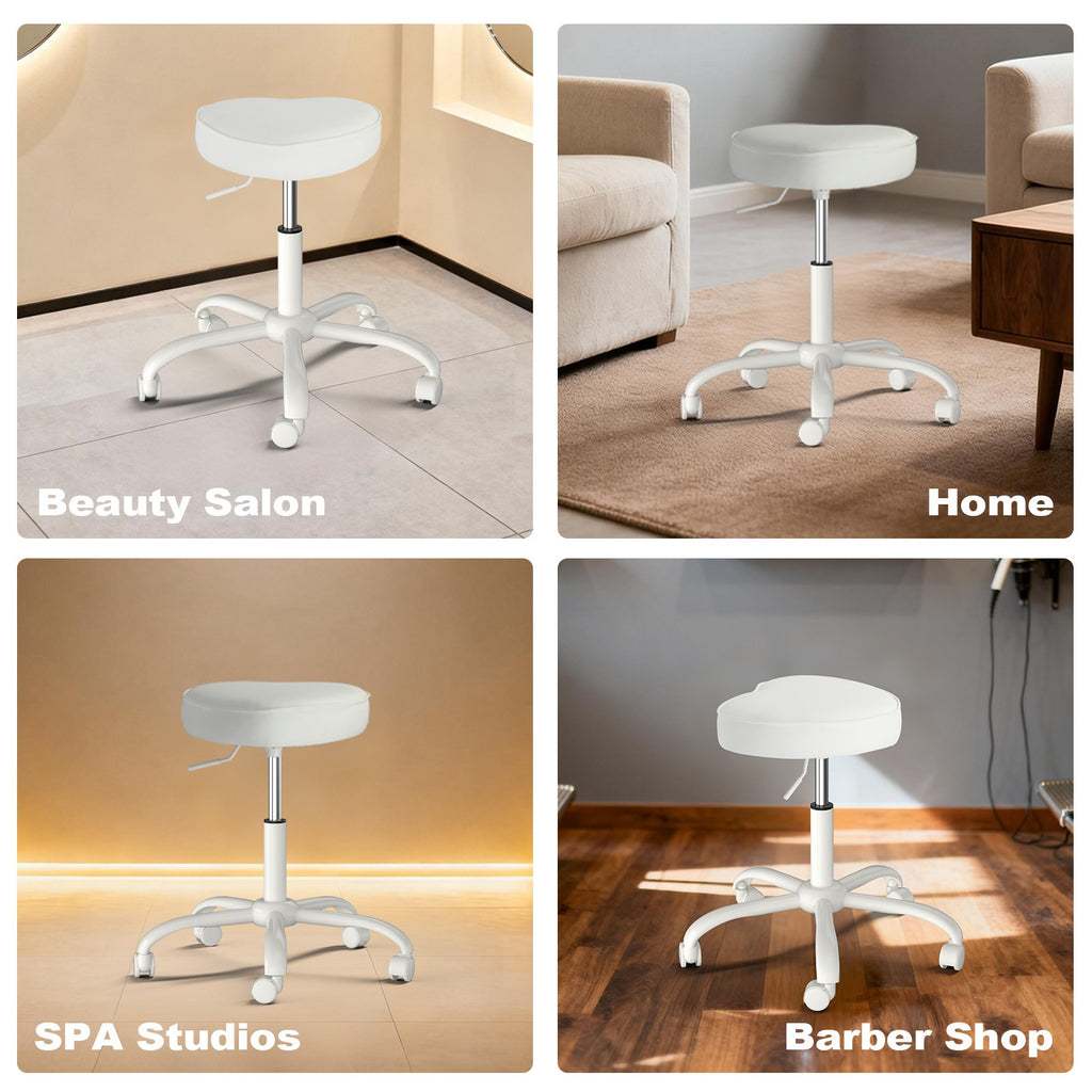 Ergonomic Rolling Stool with Heart-Shaped Seat for Salon & Tattoo Artists