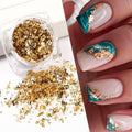Gold Foil Nail Art Decals - Irregular Glitter Flakes for Manicure & DIY Crafts