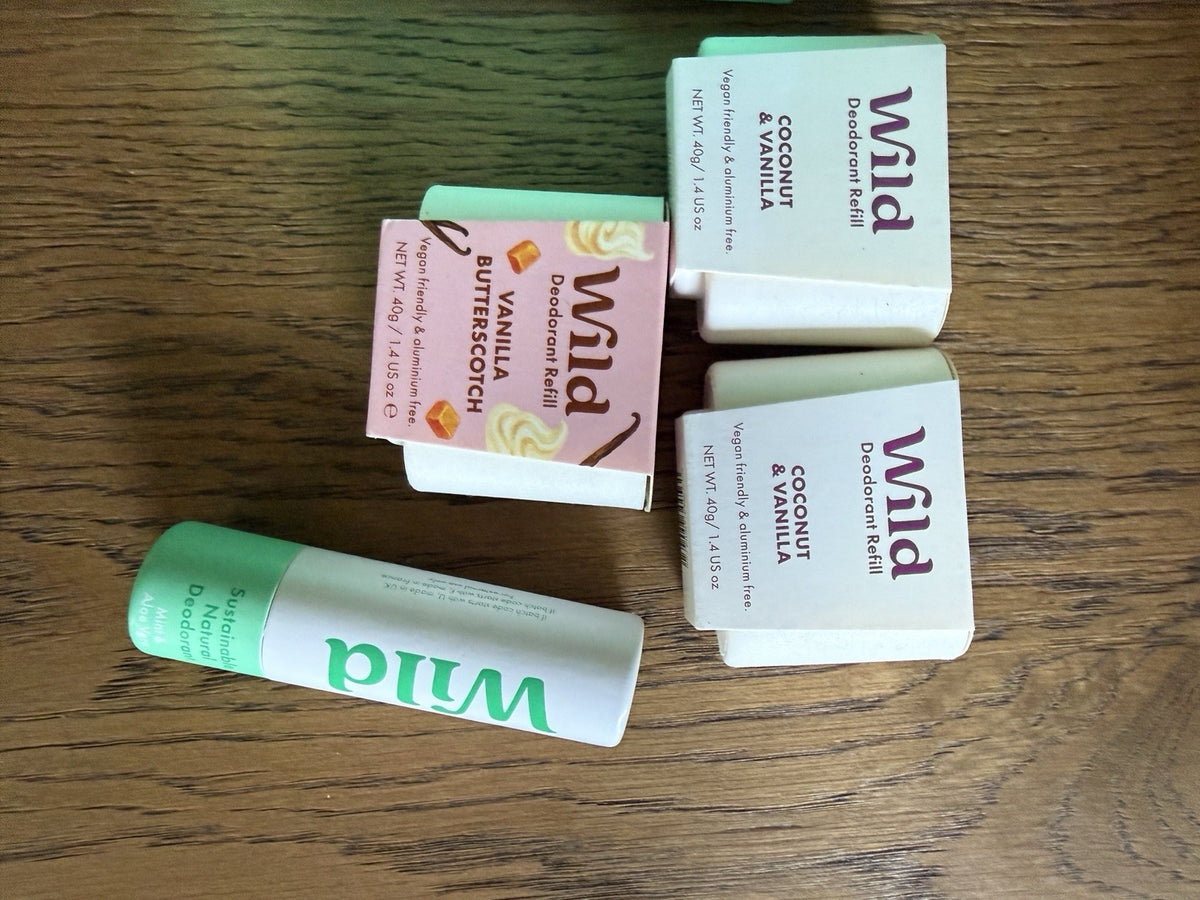 Refillable Deodorant Set with Mint Case & 6 Natural Refills Travel Friendly