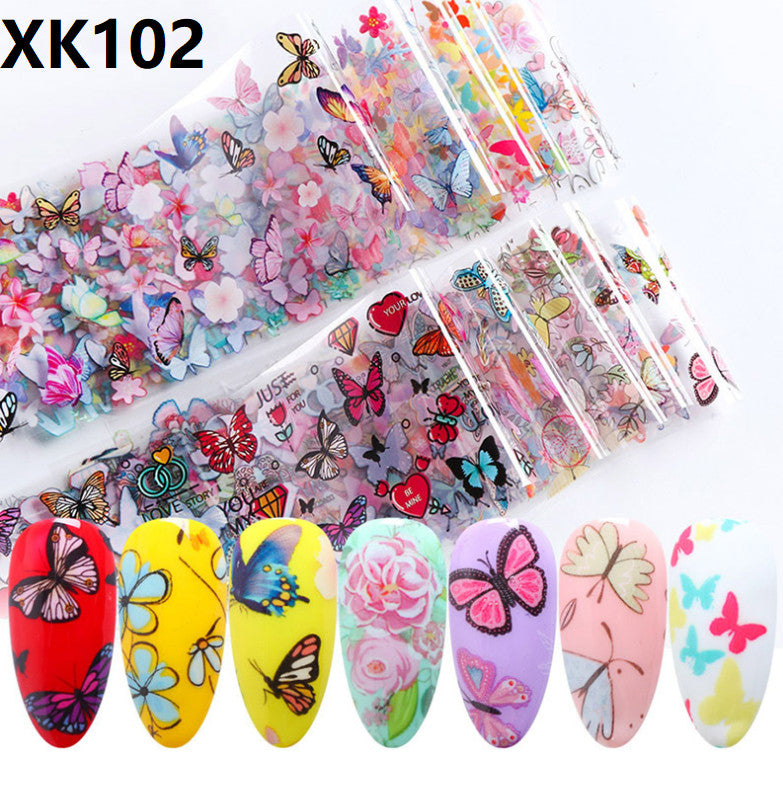 10 Sheets Nail Art Transfer Foil Stickers for Manicure DIY - Floral & Butterfly Designs