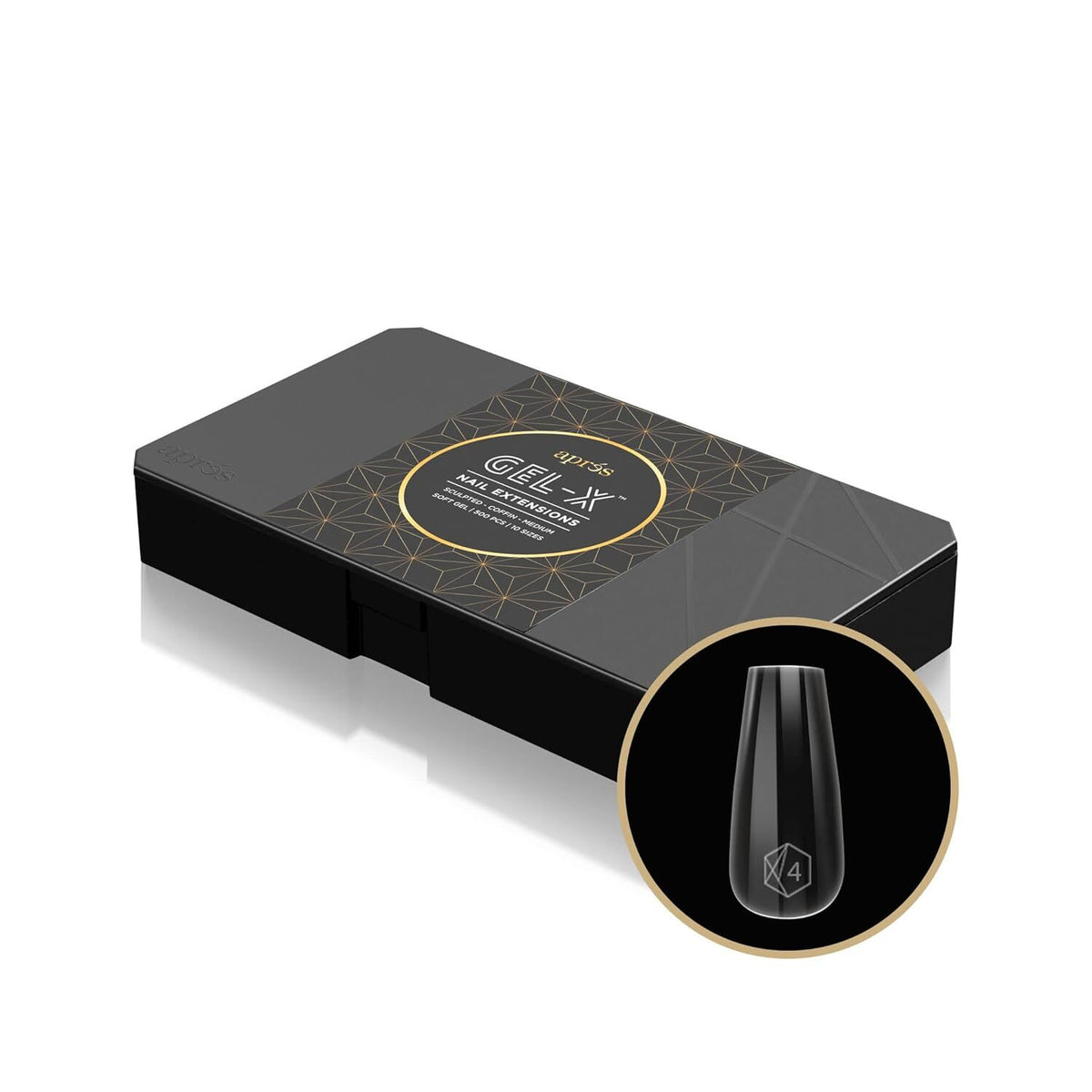 Gel Nail Tips Box - Sculpted Coffin Medium Size, 10 Sizes, 500pcs
