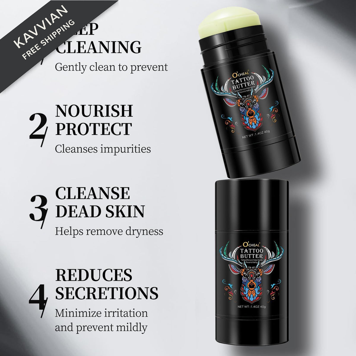 Tattoo Aftercare Butter Balm Natural Organic 1.4oz — Healing Moisturizer for New & Old Tattoos