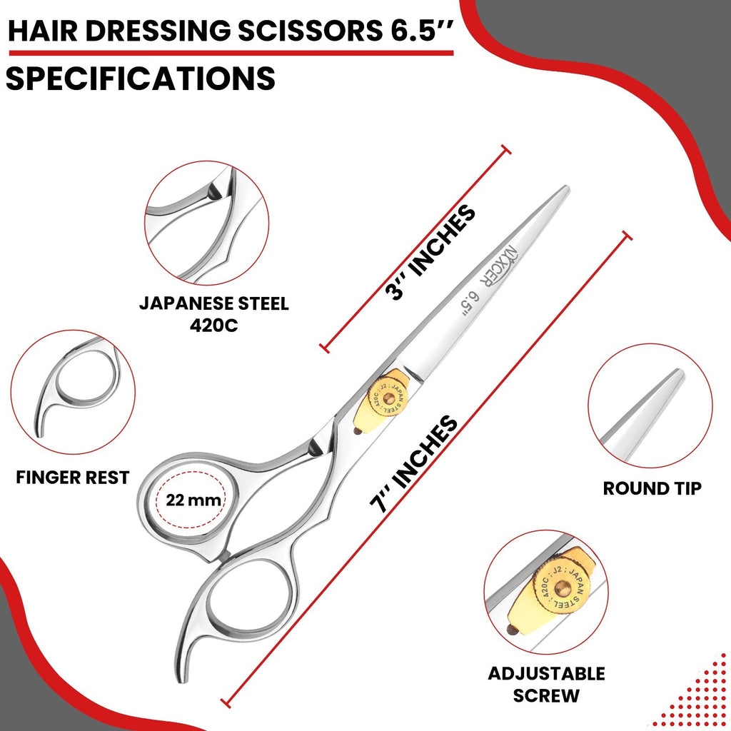 Professional Hair Cutting Scissors 6.5 Inch Japanese Steel Razor Edge Salon Shears