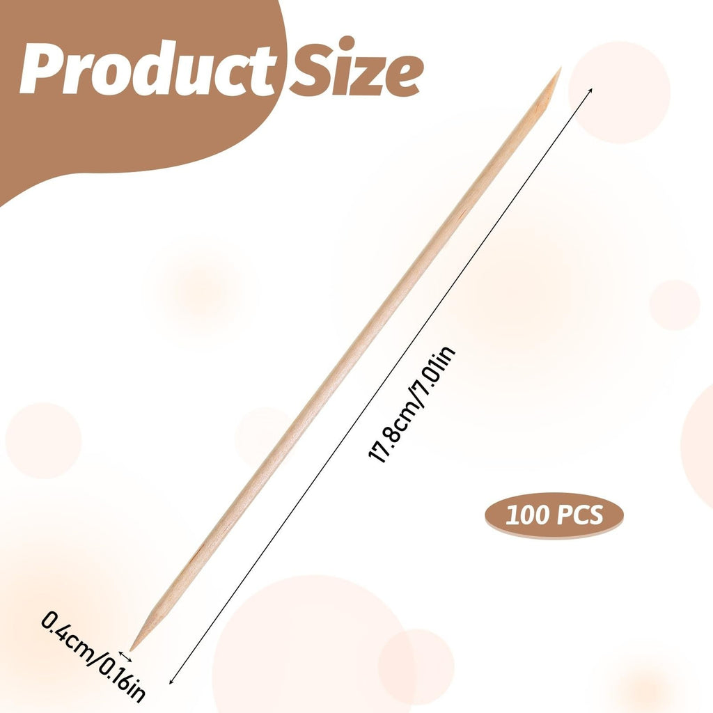 Wood Cuticle Pusher Sticks - 100 Pack, Double-Ended Nail Care Tools