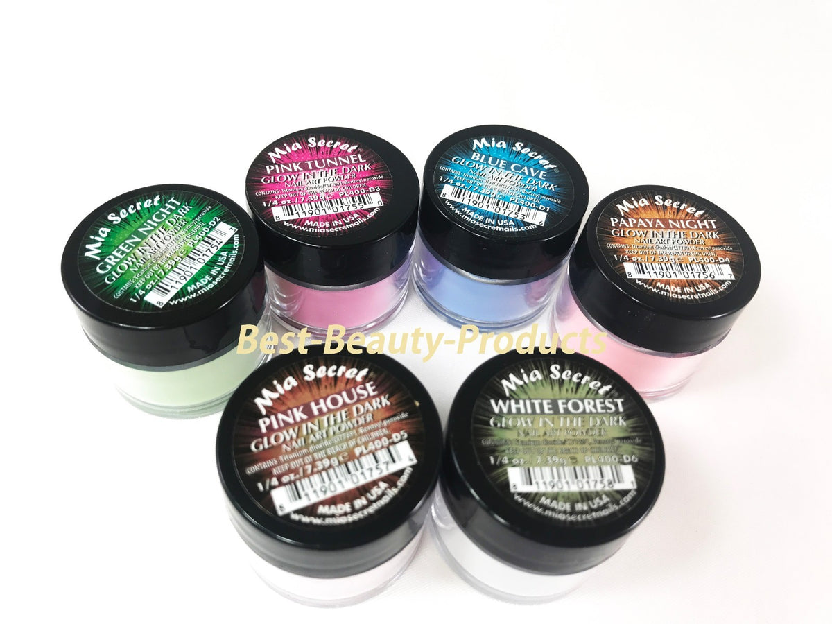 Nail Art Acrylic Powder Set - 6 Glow in the Dark Colors for Professional Manicures