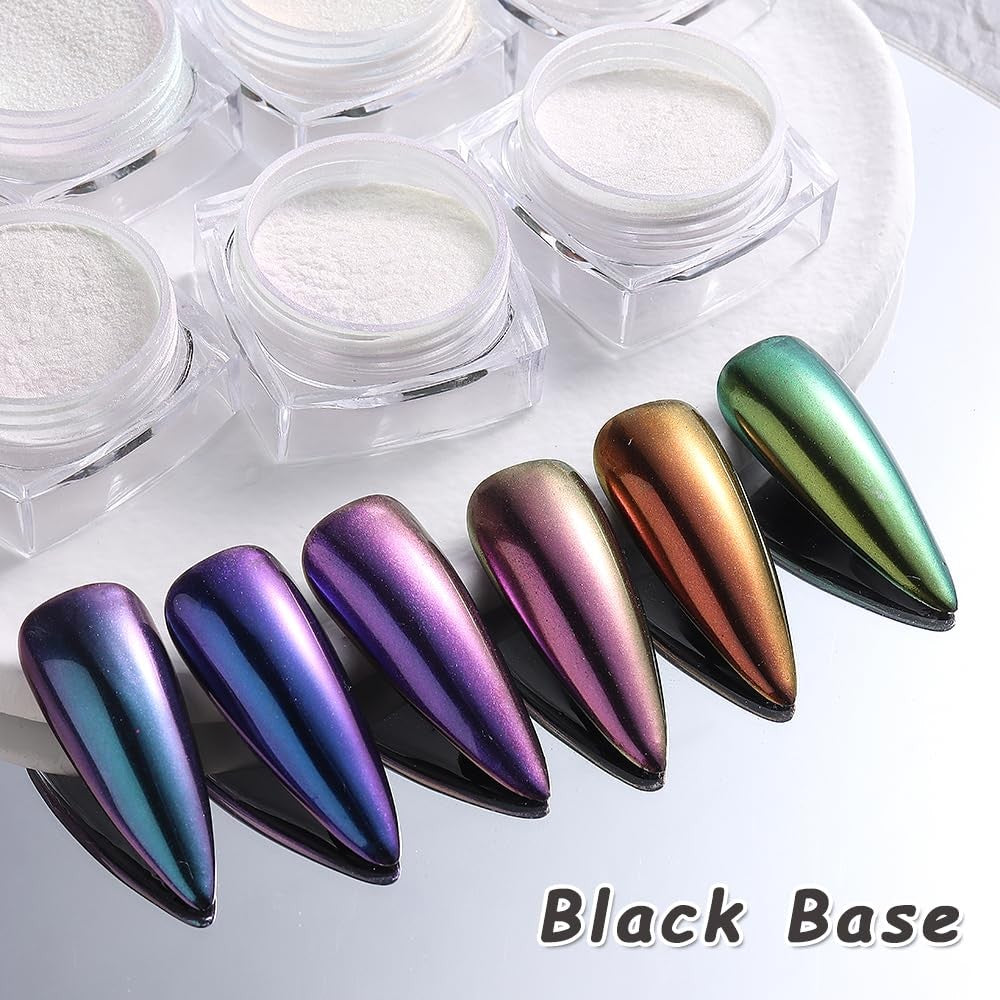 Mermaid Chrome Nail Powder Set - 12 Iridescent Aurora Holographic Colors for Manicures