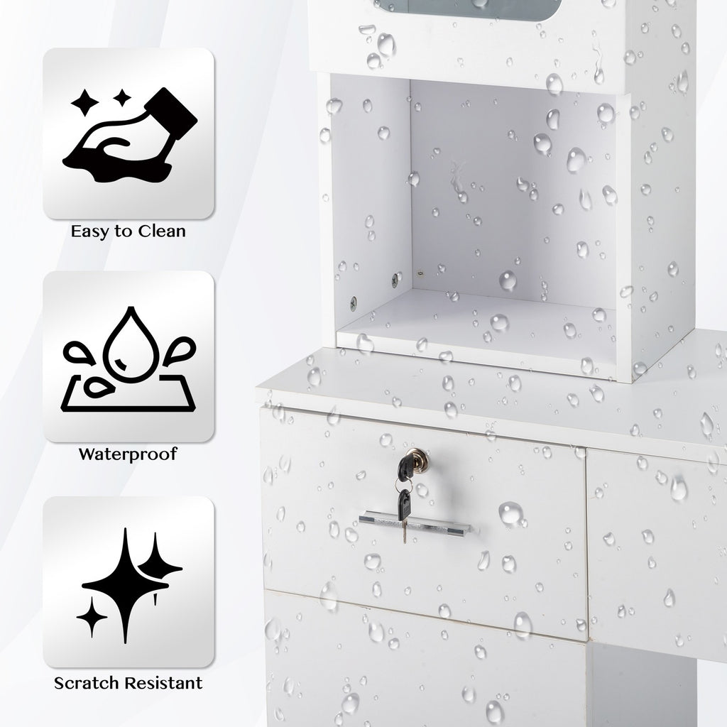 Salon Station Barber & Beauty Spa Storage Cabinet with Glass Door and Drawers
