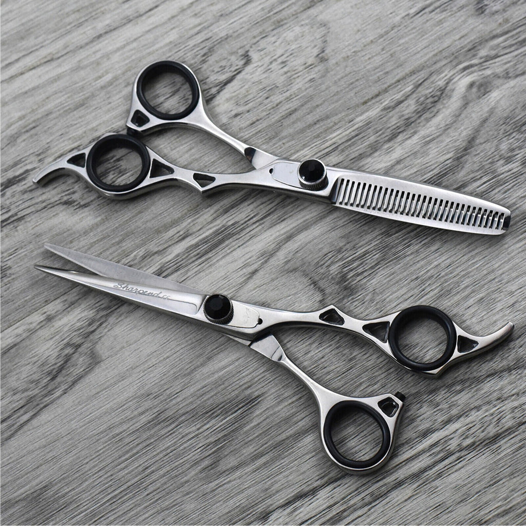 6.5 inch Professional Hairdressing & Barber Thinning Scissors Set with Razor & Tweezers