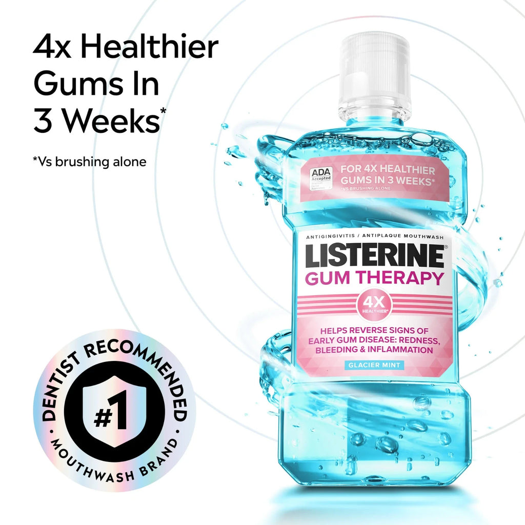 Gum Disease Mouthwash Glacier Mint 1L - Antigingivitis Oral Rinse for Gum Care