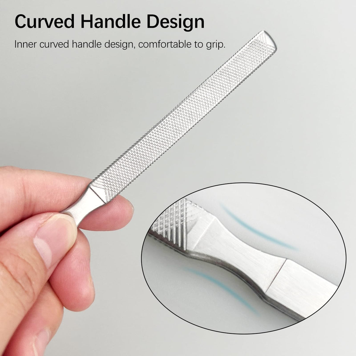 2-Pack Stainless Steel Toe Nail Files for Thick Nails - 4-Sided, Ergonomic Handles