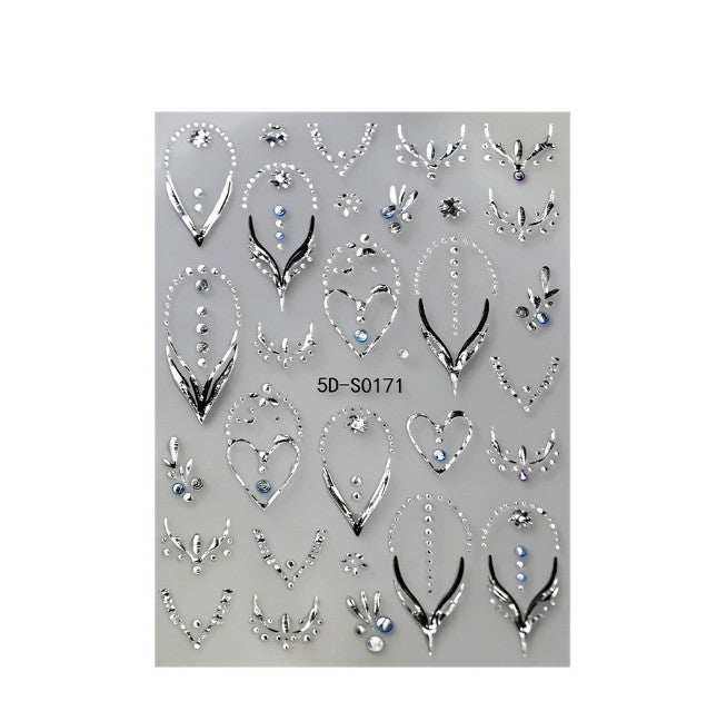 2Pcs Flower Rhinestone Nail Art Stickers 3D Self-Adhesive for Manicure