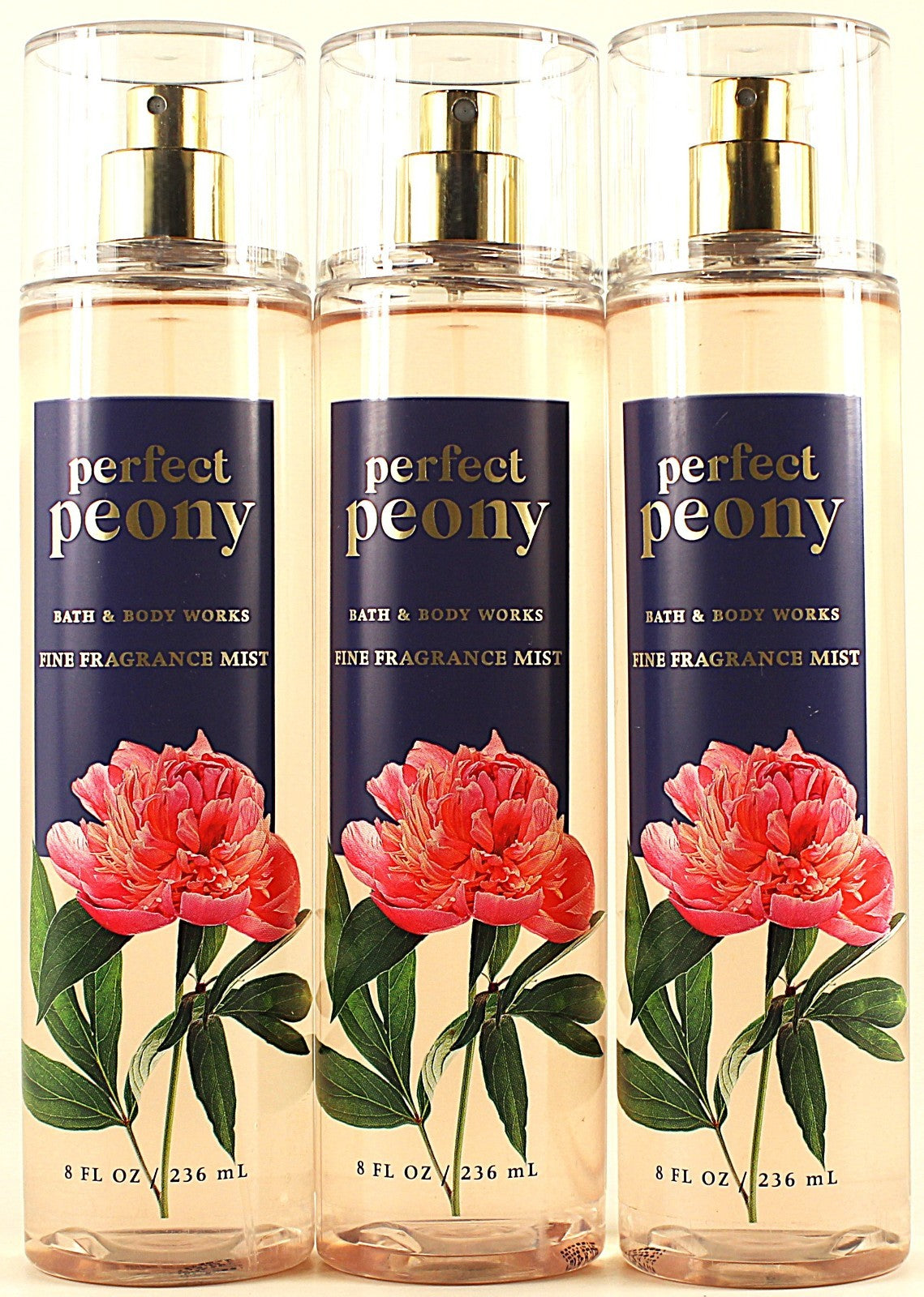 Set of 3 Bath & Body Works Perfect Peony Fine Fragrance Body Mist 8oz